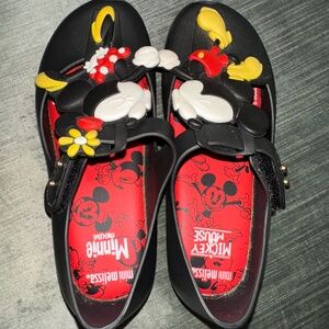 Mini Melissa Girls Mickey and Minnie Mouse Shoes Size 11 Excellent Condition